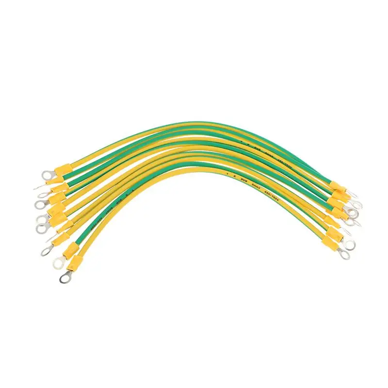 New 10PCS Copper Bridge Jumper Yellow Green Double Color Grounding Wire Solar Photovoltaic Grounding Wire
