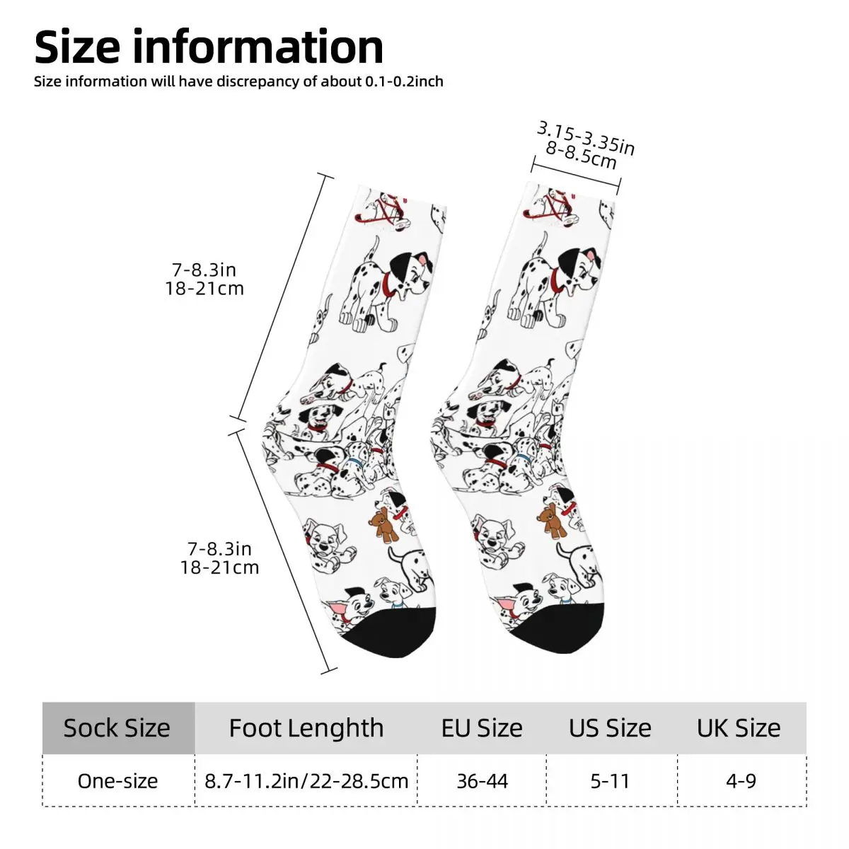 Vintage 101 Dalmatians Crazy Men\'s compression Socks Unisex Disney Street Style Pattern Printed Funny Novelty Happy Crew Sock