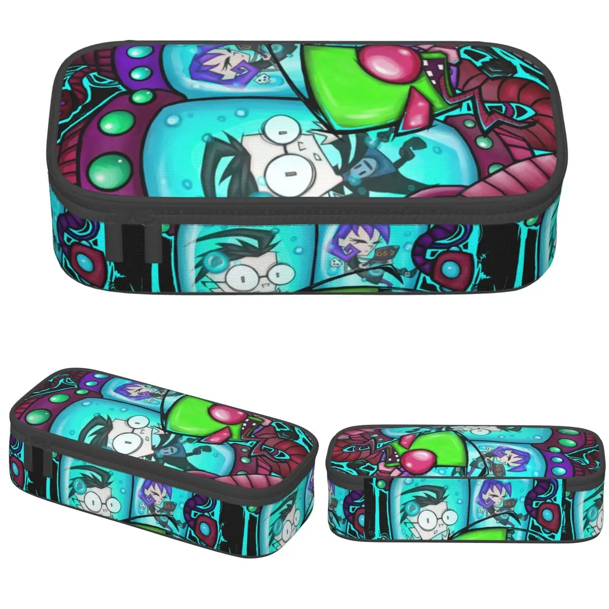 

Invaders Zims Cartoon Pencil Case Fashion Pen Makeup Bags Student Large Storage Students School Gift Pencilcases