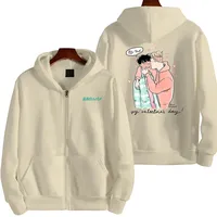 2023 New Heartstop Men's and Women's Hooded Zipper Sweatshirt Street Rainbow Coat with Nick and Charlie's Romantic Cartoon Print