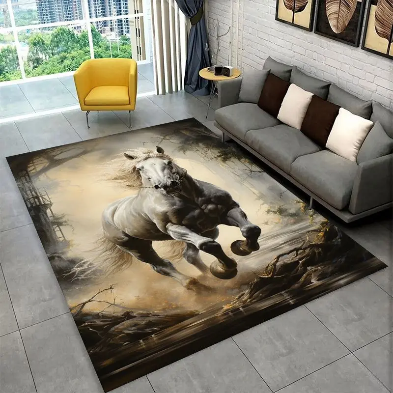 Wild Horse Pentium Steed Large Area Rug Non-slip Durable Carpet for Bedroom Living Room Sofa Doormat Home Decor Floor Mat Gift