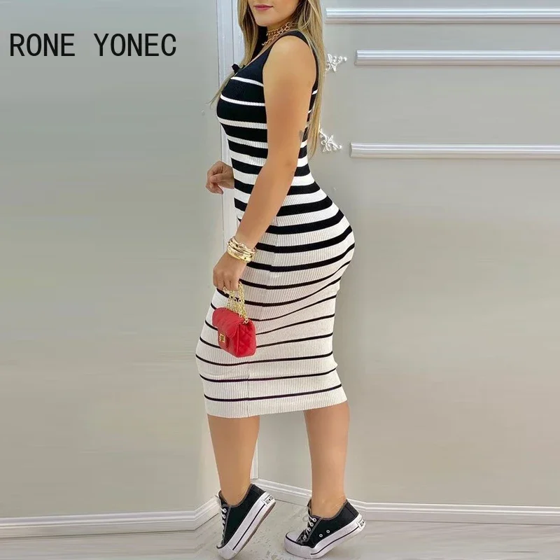 Women Striped Print Colorblock Eyelet Lace Up Bodycon Dress Casual Dress Vacation Dress 2021