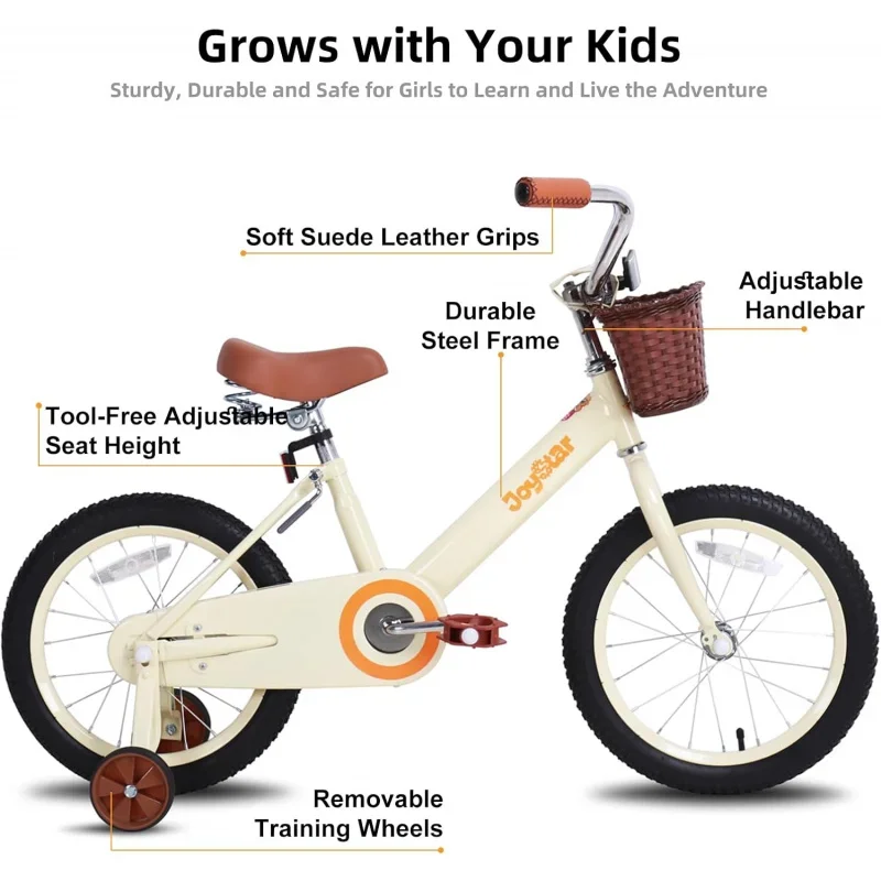 JOYSTAR Vintage Kids with Training Wheels; Basket,12 14 16 20 24 Inch Bike for 2-14 Years Old,