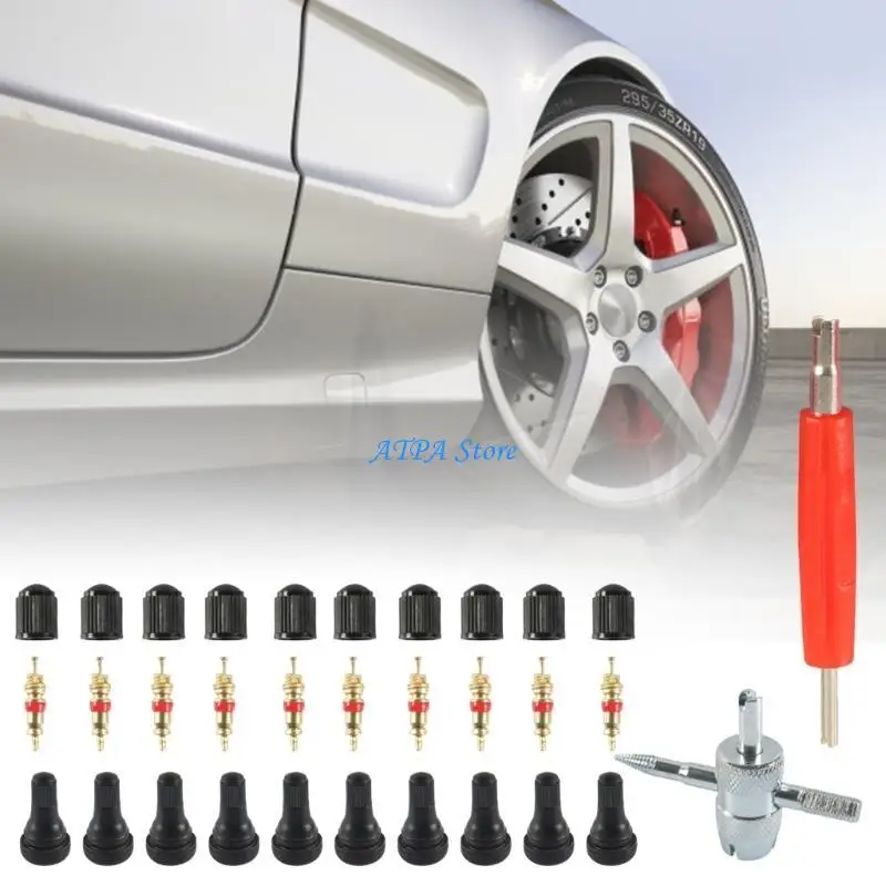 

U13C 32 Piece Valves Cores Installation Tool Set For Motorcycles Automotive & Bicycles Tire Maintenance Rust Resistant Design