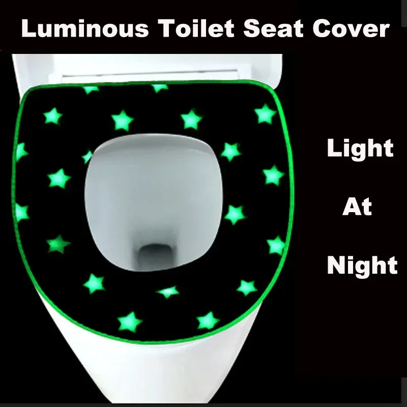 Luminous Toilet Seat Cushion Soft Warm Mat Universal Washable Removable Zipper Cover Bathroom Toilet Seat Cover