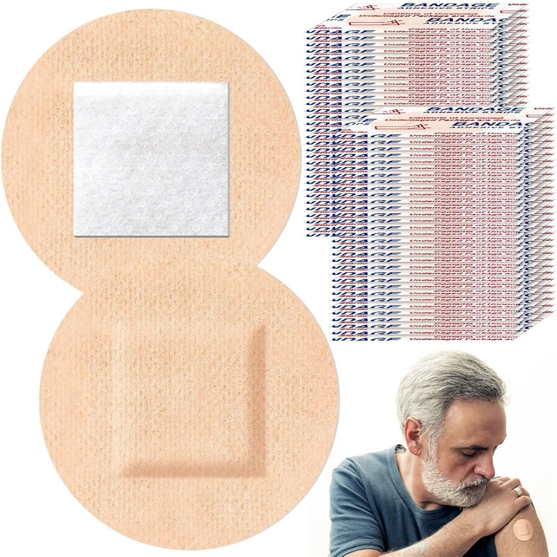 200Pcs Round Band Aid Skin Color Breathable Adhesive Bandages Multi-Purpose Waterproof Sticking Plaster for Wound Dressing Patch
