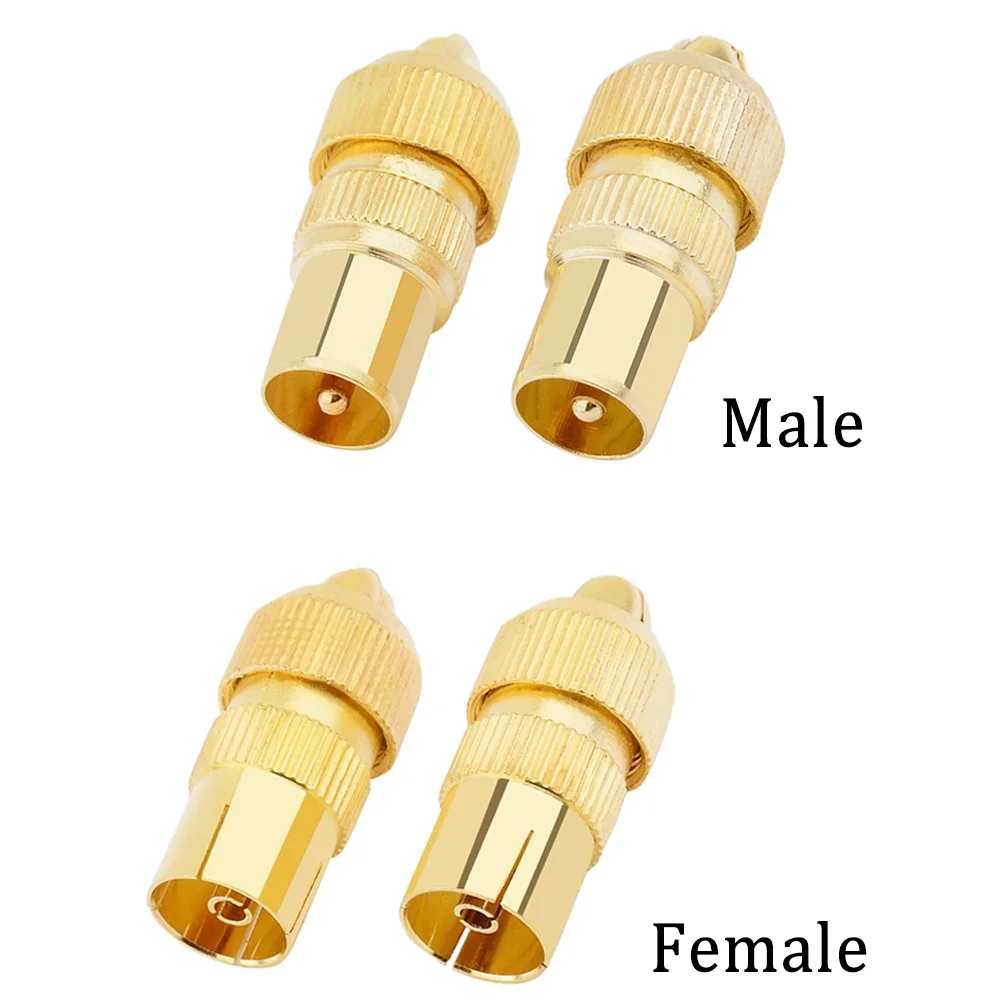 2Pc/Lot Metal TV Plug Aerial RF Coaxial Cable Antenna Connector Silver TV Male Head Coax Cable Socket Bamboo Female Plug Adapter