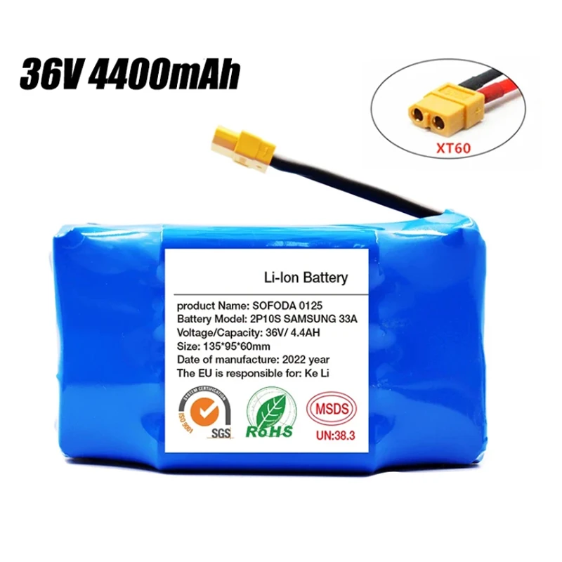 Genuine 36V 10s2p Battery Packs 4400mAh Rechargeable Lithium Ion Battery for Electric Self Balancing Scooter HoverBoard Unicycle