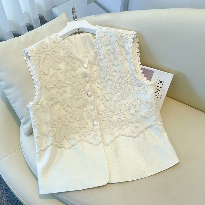 Spring Sleeveless Casual All-match Waistcoat Coat Female Tops Temperament High-quality Korean Simple Embroidered Women's Vest