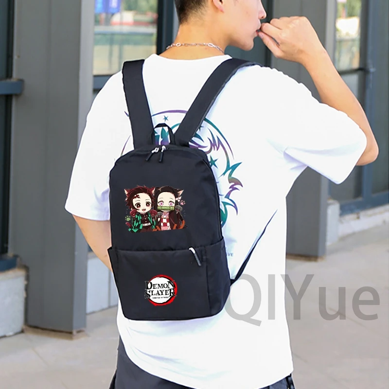 2Pc 애니메이션 미니 가방 세트 악마 슬레이어 배낭 소년 소녀 학교 학생 배낭 남자 배낭 750Ml 야외 스포츠 물병