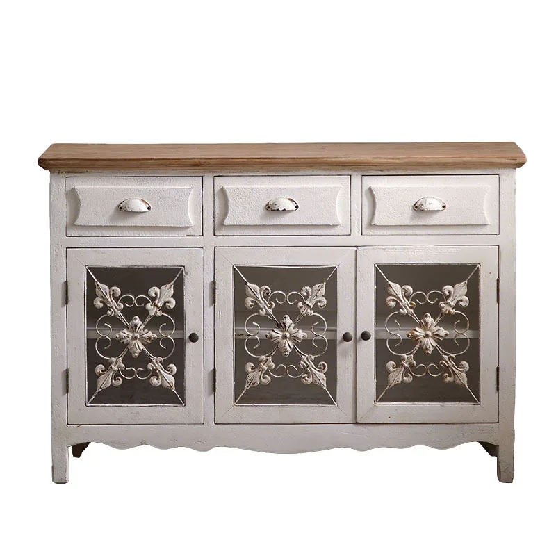 American rural retro entrance decorative cabinet old carved living room storage cabinet home shoe cabinet B & B dining side