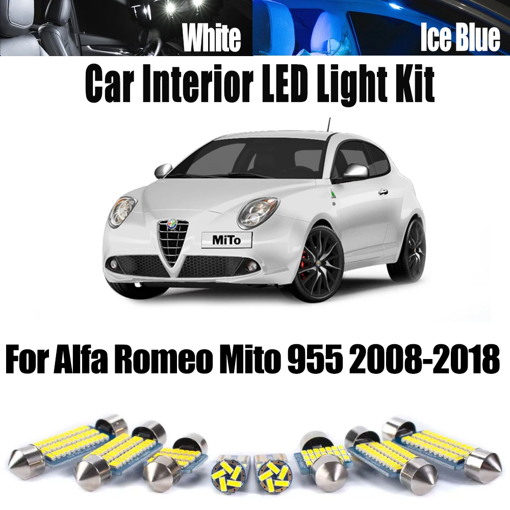 10Pcs Canbus LED Interior Reading Map Door Dome Glove Box Light Car Vanity Mirror Bulbs Kit For Alfa Romeo Mito 955 2008-2018