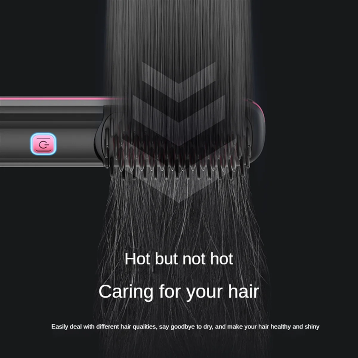 

Cordless Hair Straightener Brush Portable Straightening Brush Negative Ion Hot Comb Hair Straightener for Women-Black