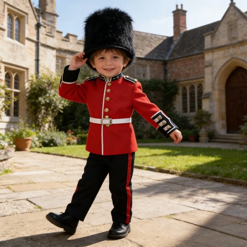 

Kids British Guard Costume William Prince Cosplay Soldiers Performance Outfit Honor Guard Theme