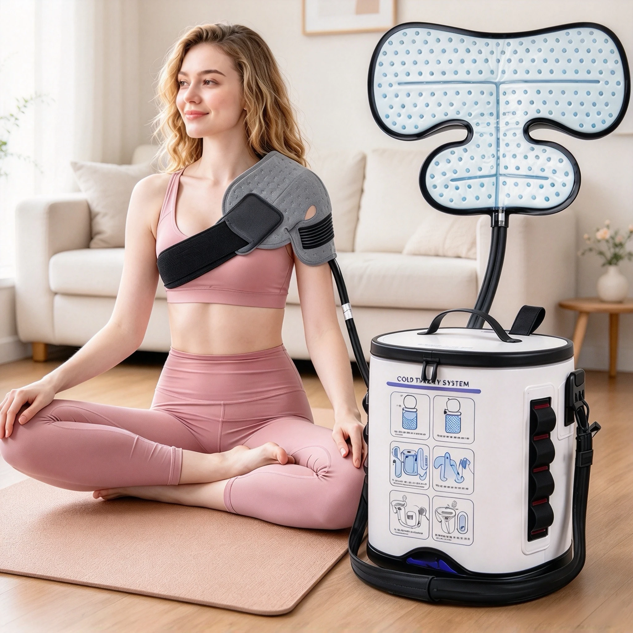 Shoulder Cold Therapy Machine Ice Water Circulation Compression Pad Recovery System with DigitalTimer Adjustable Flow Speed Home