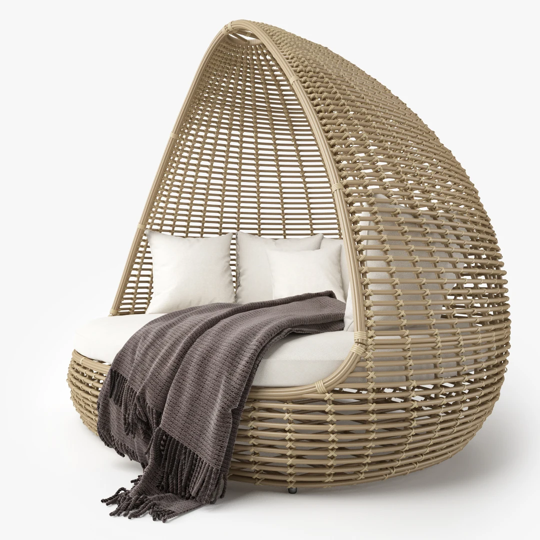 Luxury Garden Outdoor Villa Patio Courtyard Nest Sunbed Daybed With Canopy