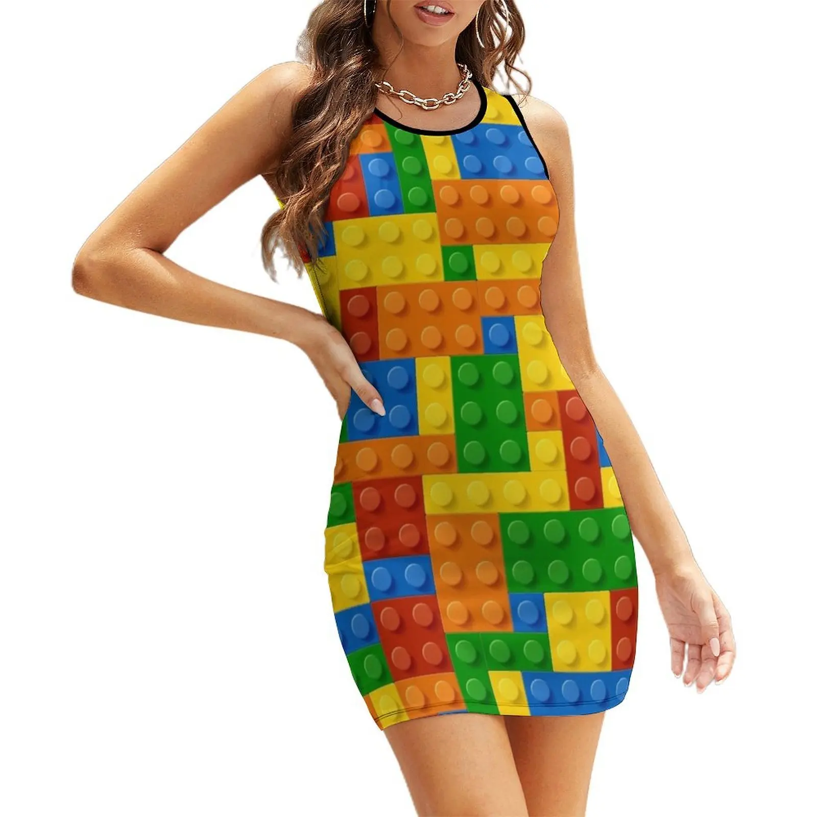 

Building Blocks Construction Brick Sleeveless Sundress dress summer 2025 women Woman's evening dress