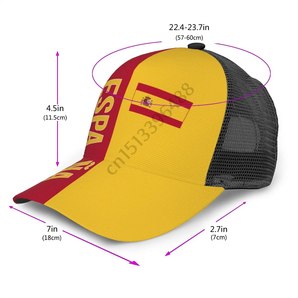 Spain Espana Soccer Country Flag Summer Sun Baseball Cap Breathable Adjustable Men Women Outdoor Fishing Hat