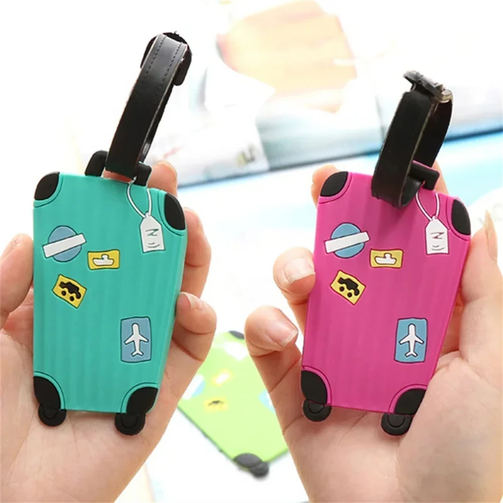 New Fashion Silicon Luggage Tags Travel Accessories for Bags Portable Luggage Tag Cartoon Style for Girls Boys Card Cover