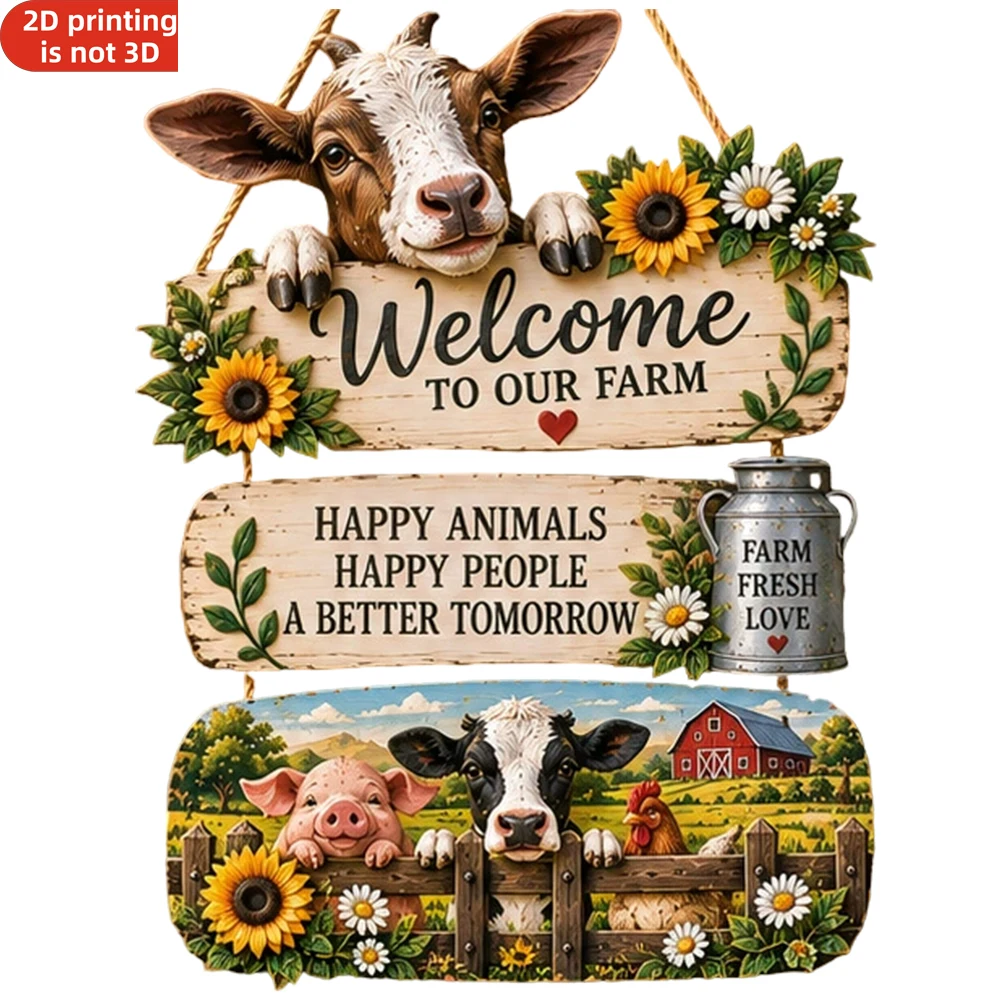 Rural Farm Style Wooden Door Sign, Wall Hanging Ornament for Entrance Halls, Living Rooms Farmhouses Garden Gates Decor
