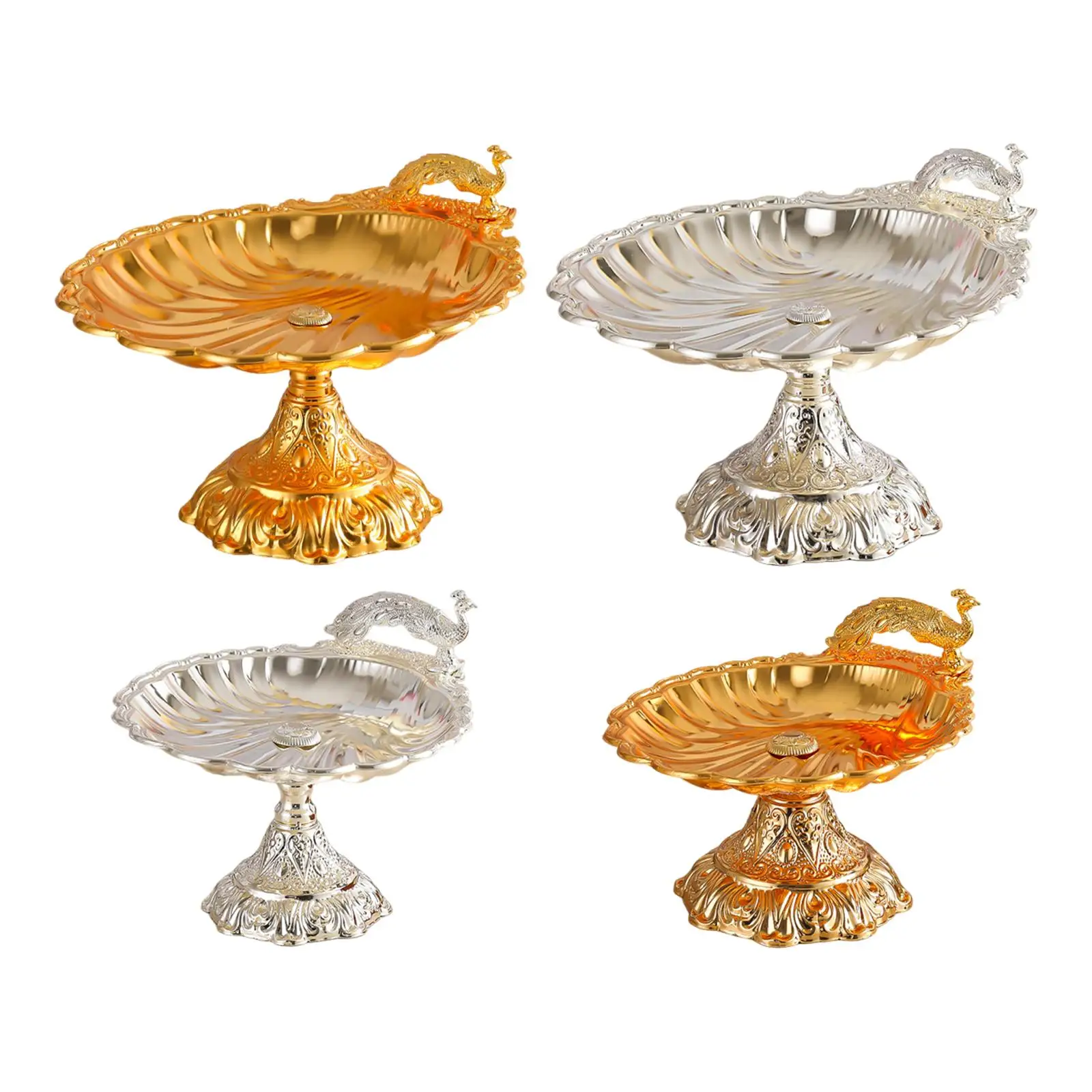 Luxury Decorative Fruit Plate Gold Round Metal Tray for Cupcakes Bread Sweets and Elegant Home Table Decor