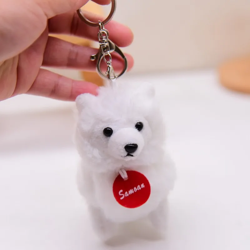 new Cute Trendy Samoyed dog Plush bag pendant lifelike toy soft  fashione white Keychain soft funny decorate birthdaycouple gift