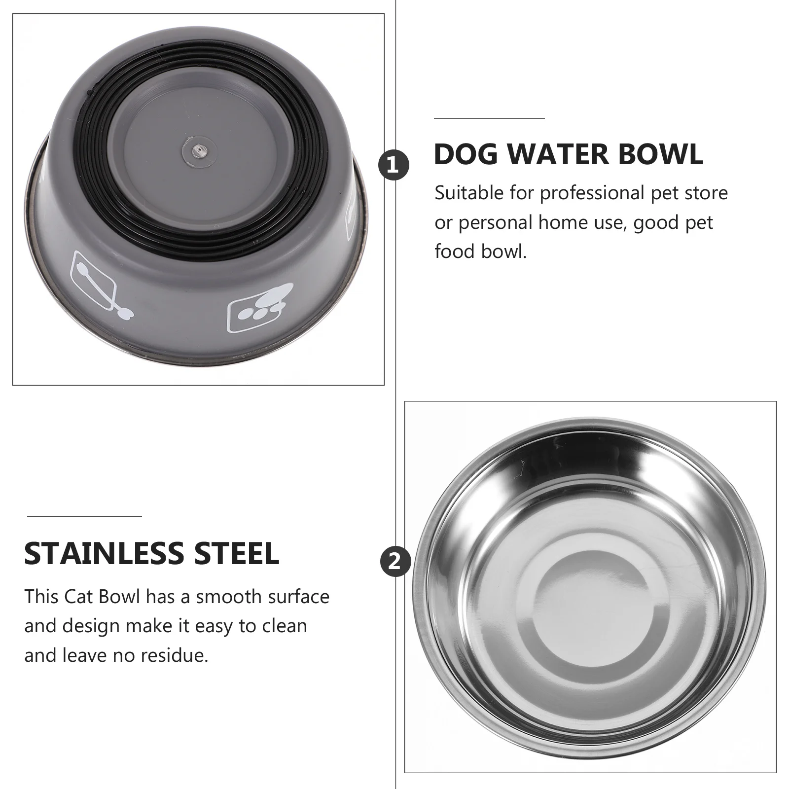 

2pcs Bowl Stainless Steel Non-Slip Feeding Bowl For Cats Dogs Easy Clean Pet Food Container Dog Feeder Household Pet Supply