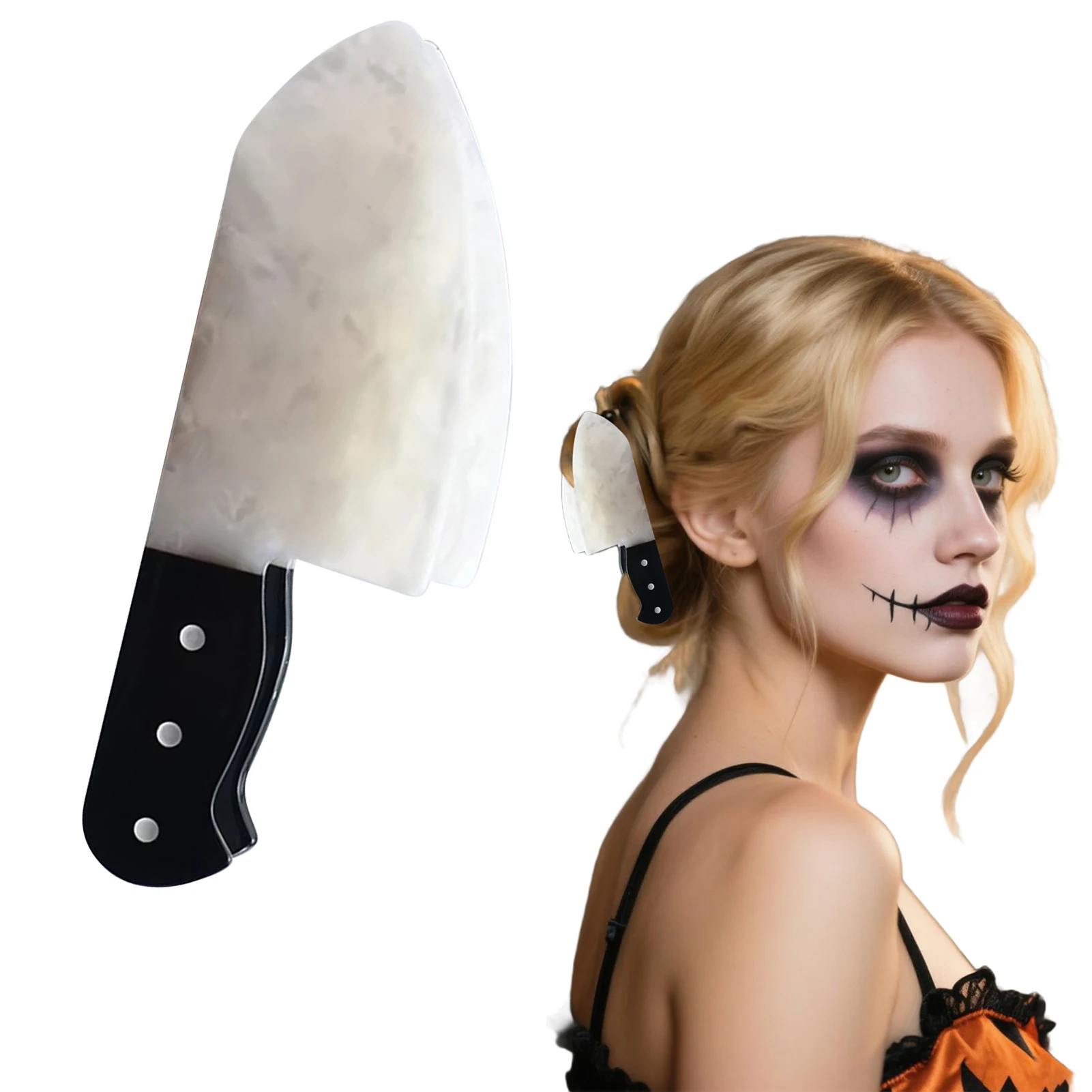 

Punk Style Fake Knife Shaped Hair Clip Shark Claw Clip Gothic Halloween Hair Accessories for Women Girls Ponytail Holder