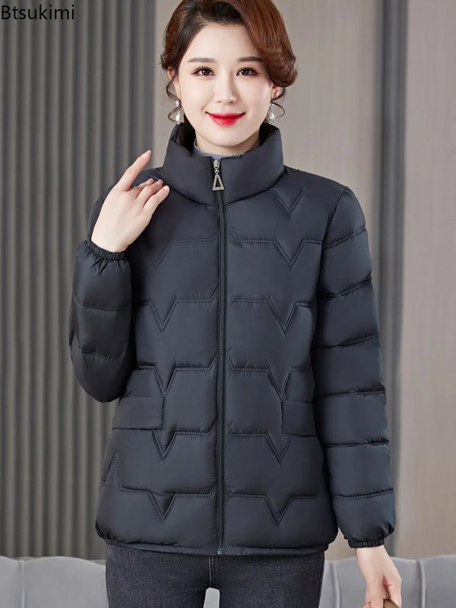 

Women Cotton-padded Jacket Short Coat Winter Stand-up Collar Light Down Cotton Coats Female Parka Thicken Warm Top Slim Overcoat