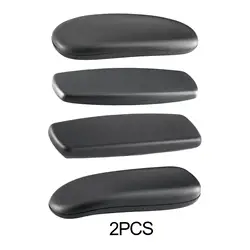 2 Pieces Office Chair Replacement Arm Pads Computer Chair Parts Black Durable Soft Support Modern Simplicity Easy to Install PU