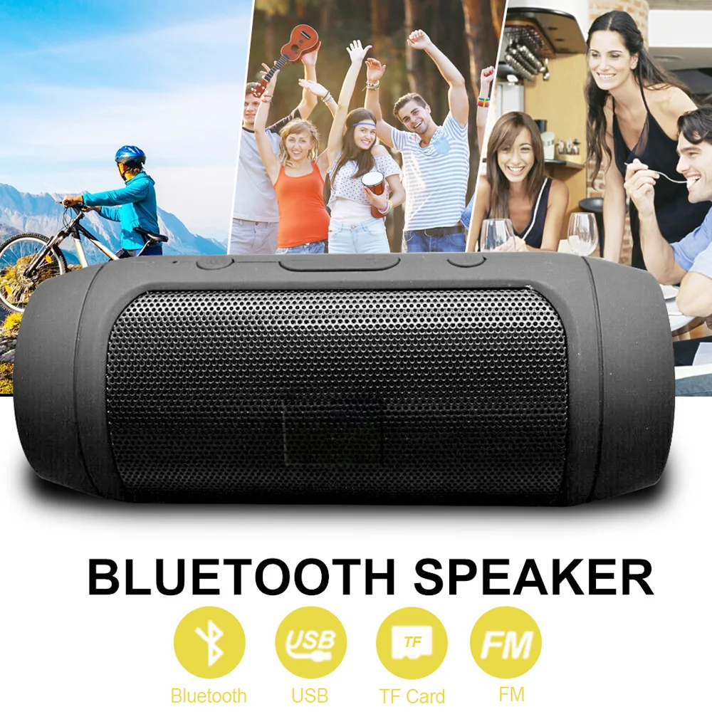 Portable Bluetooth Speaker Wireless Bass Column Waterproof Outdoor Music Speakers Support TF Card FM Radio Loudspeaker