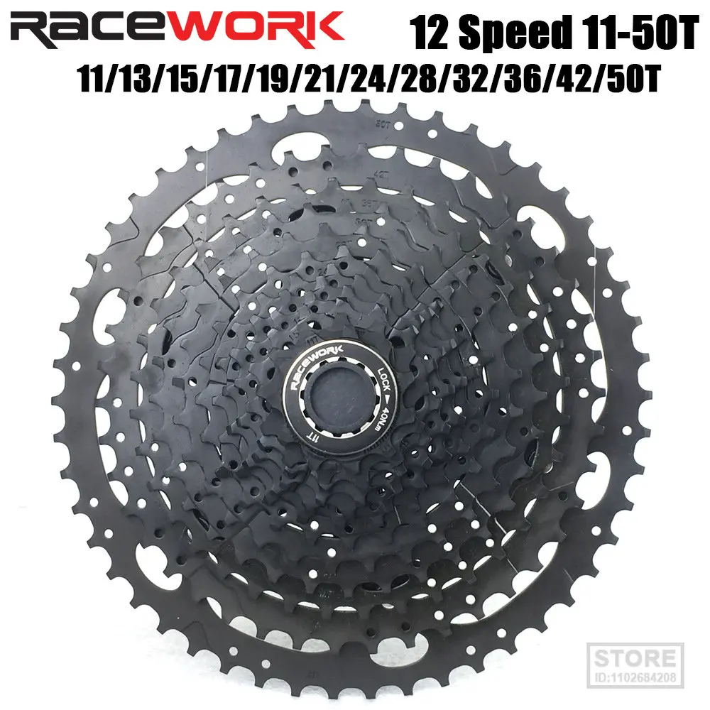 

Racework Mountain Bike Card Flywheel 12 Speed 50 / 52T Big Tooth Modified Climbing Gear Black 12v Cassette Parts