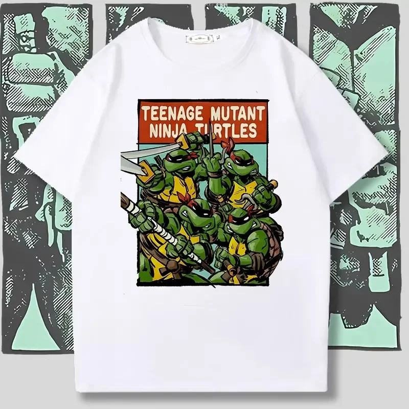 Nickelodeon Ninja Turtles Summer Children's Short-Sleeved Cartoon Casual Cotton T-Shirt for Boys and Girls (Adult Size)