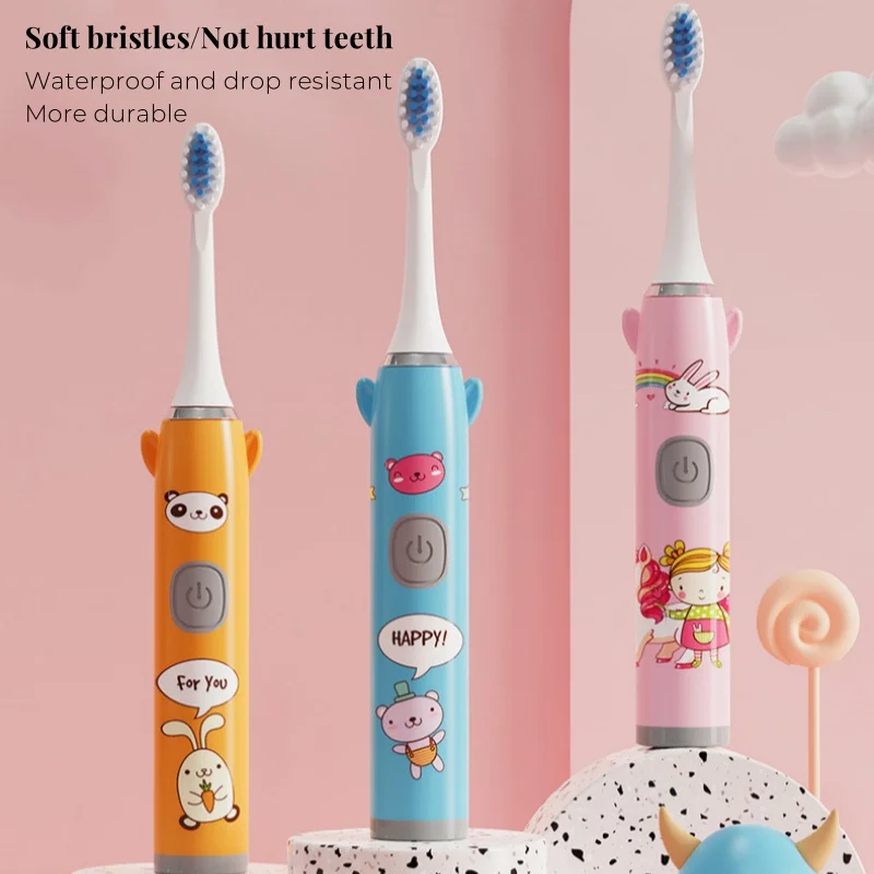 Sonic Electric Toothbrush Children\'s Model Kids Small Brush Head USB Charging Flush Scaler Soft Bristles Intelligent Scaling