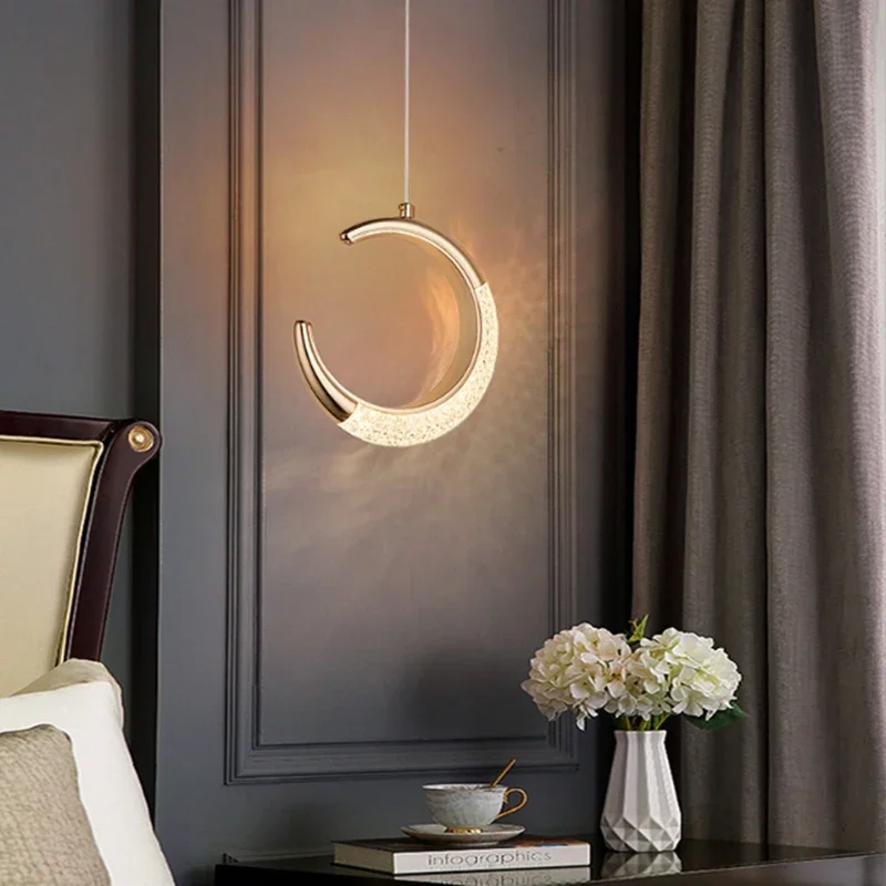 Modern Luxury Moon Chandelier Stylish Bedroom Ceiling Lamp Creative Moon Light for Living Room Home Decoration Ambient Lighting