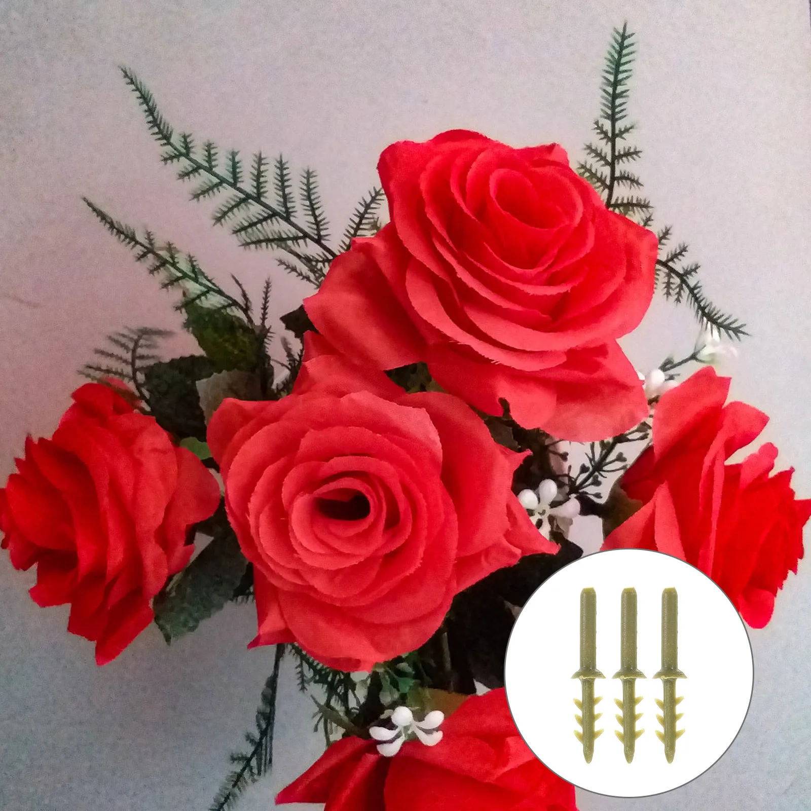

50pcs Artificial Flower Heads Realistic Green Plastic Connectors Wedding Decor Faux Floral Parts