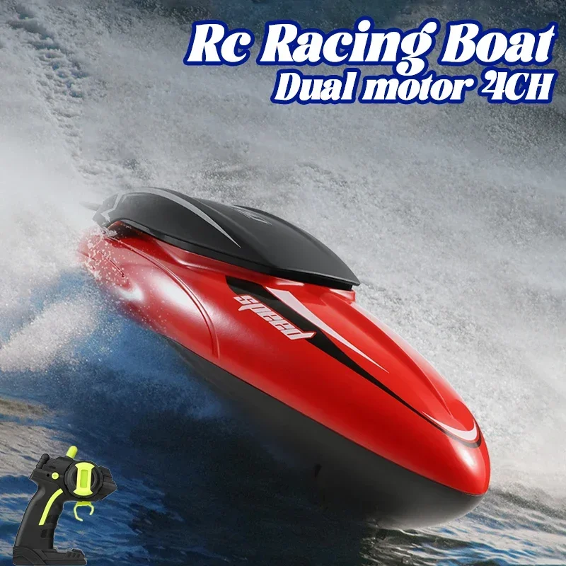 Rc Boat Racing Boat High Speed Speedboat 20Mins Battery Dual Motor Waterproof Rechargeable Radio Remote Control Ship Toy Boy