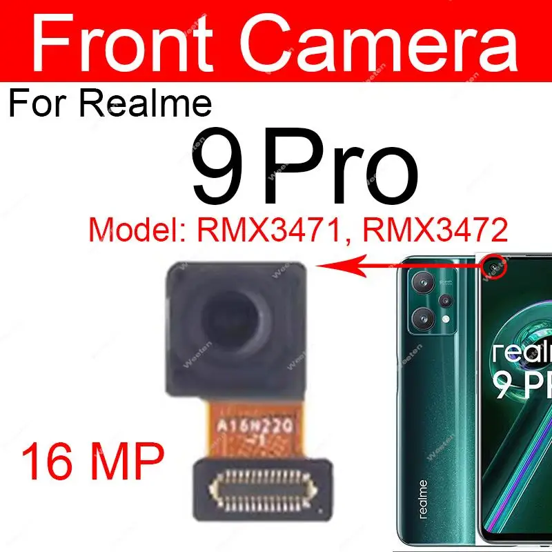 Front Rear Camera For Realme 9Pro 9 Pro Plus 5G Primary Back Main Front Selfie Facing Small Big Camera Flex Cable Parts