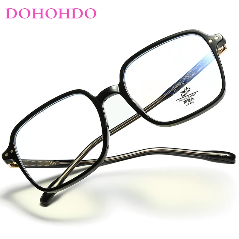 

DOHOHDO Square New Women's Blue Light Proof Glasses Men Large Frame TR90 Ultralight Eyelasses Optical Spectacle Computer Eyewear