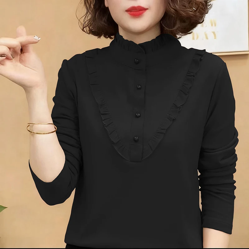 

2025 Hot Sale Women Chic Solid Ruched Tops Female Thermal Long Sleeve Clothes Lady Designer Comfortable Thin Pullovers