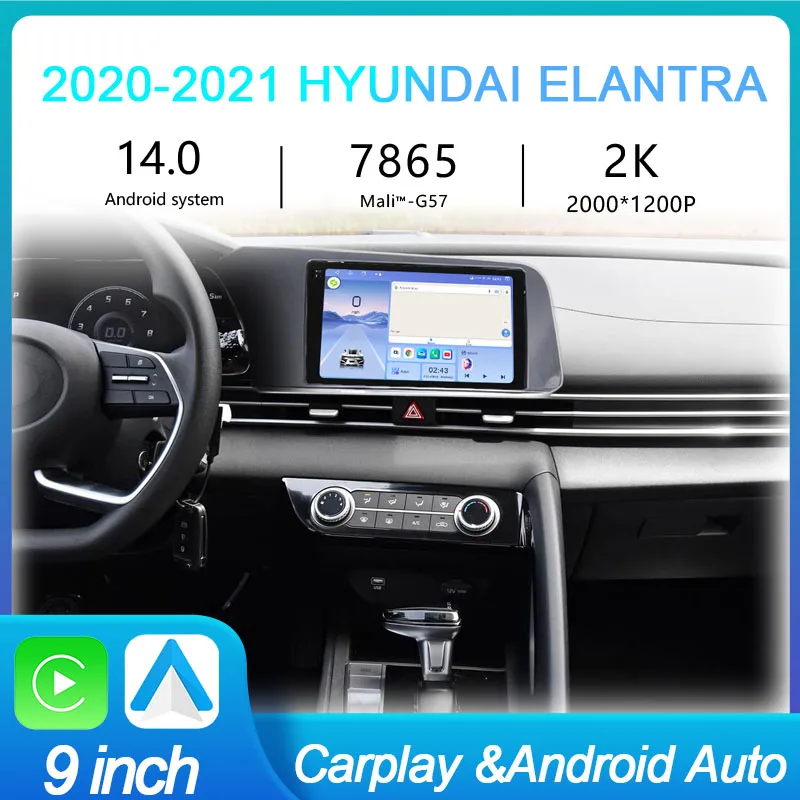 MeiHua Car Radio For Hyundai Elantra 2020- 2021 2K QLED Android 14 Multimedia Video Player AI Voice CarPlay GPS Head Unit Stereo