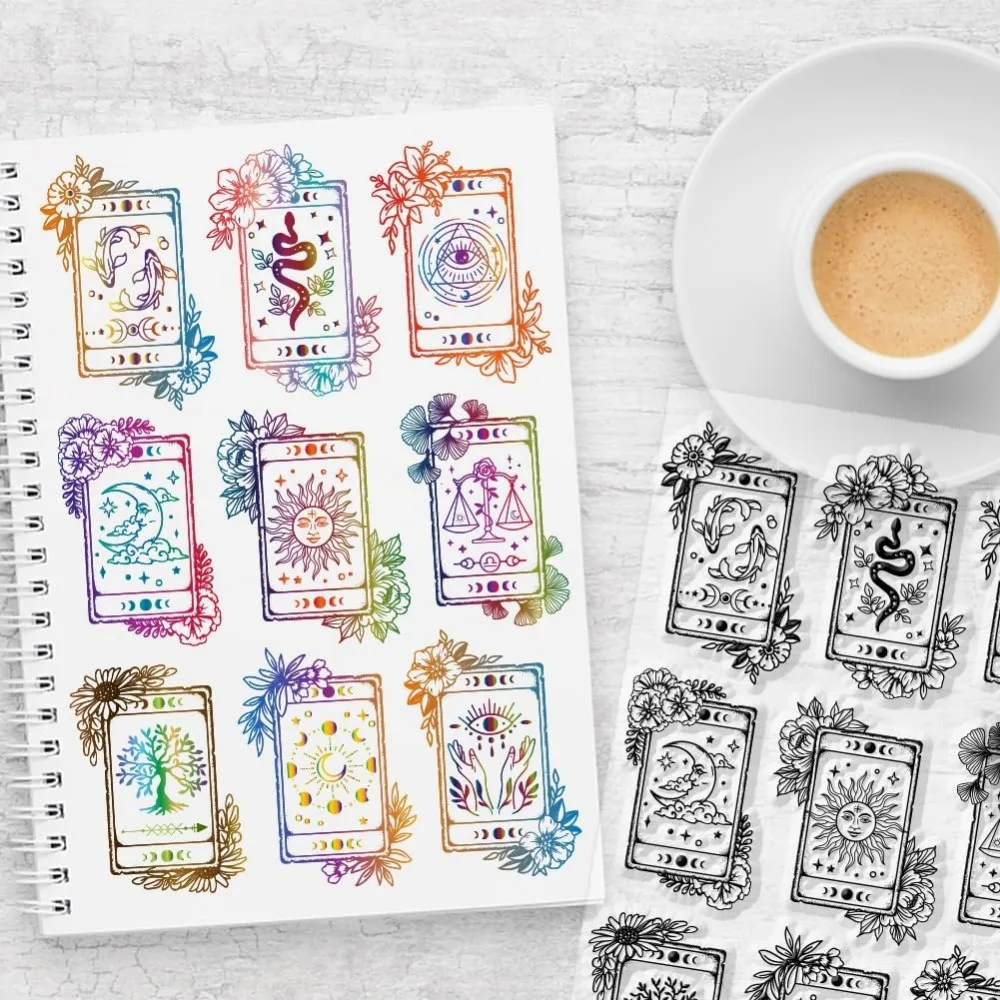 Tarot Cards Clear Stamps Magic Transparent Stamps Tarot Pattern Silicone Clear Stamp Seals for DIY Scrapbooking Photo Album