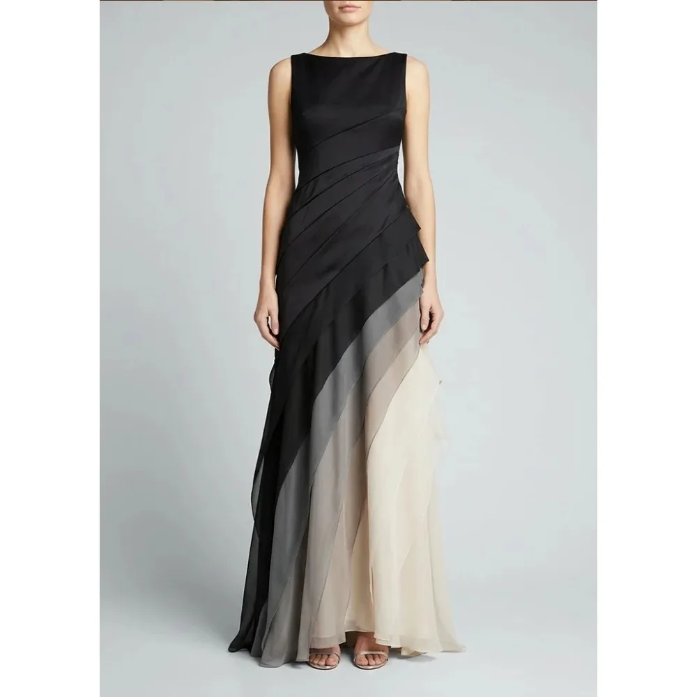 Customized Patchwork Tulle Evening Dresses Sleeveless Cocktail Party Dress Maxi Tiered Ruffles Prom Gowns for Women 2026 Bespoke