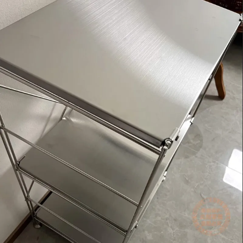 Japanese stainless steel kitchen floor-to-ceiling multi-functional air fryer microwave oven multi-layer storage rack