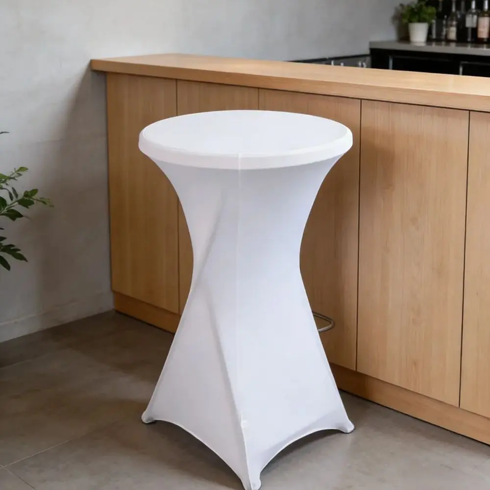 Factory Direct Sales Bar Table Cloth Solid Color Cocktail Tablecloth High Bar Table Cover Lifting Round Tablecloth Elastic Cover