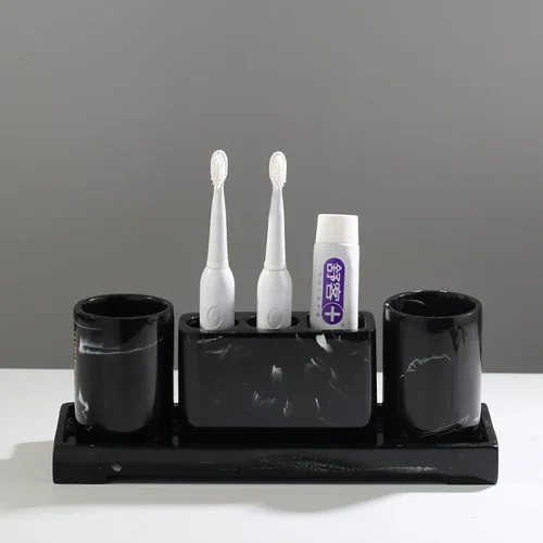 Resin Wash Set Toiletries Bathroom with Tray Toothbrush Holder Mouth Cup Lotion Bottle Cotton Swab Box Soap Dish