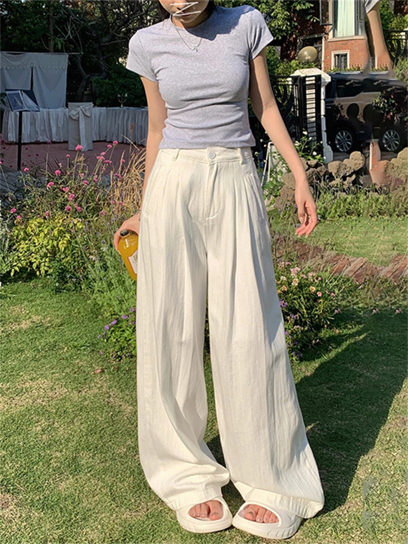 

Fashion White Jeans Pants Summer Clothes Women 2024 High Waist Wide Leg Trouser Denim Pants Streetwear Baggy Pants Jean Trousers