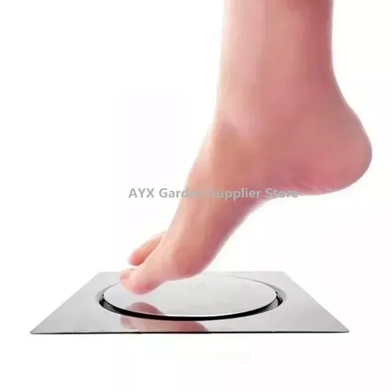 Round Pop Up Foot Floor Drain For Bathroom - Floor Cover Shower Room Push Down Drain Plug 10X10CM  12X12CM Or 15X15CM