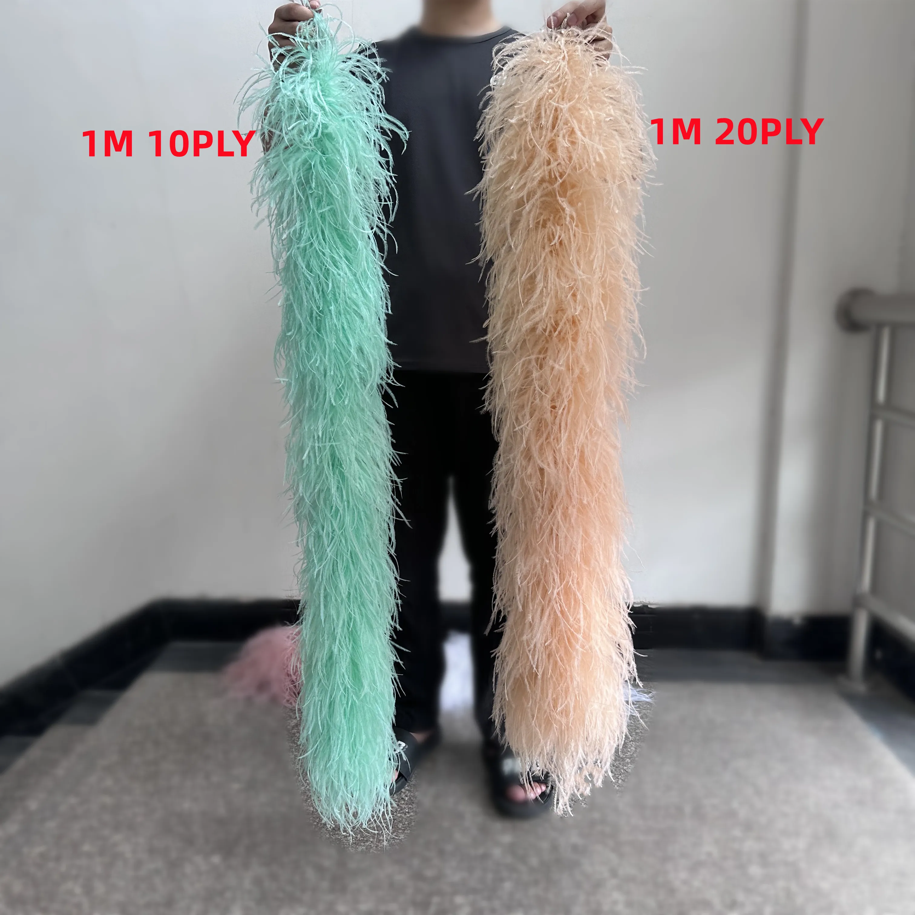 Customize 10PLY Ostrich Feather Boa Trim Natural Feather Scarf 0.5 1 2 3 4Meters Party Clothig Sewing Wedding Dress Decor Shawl