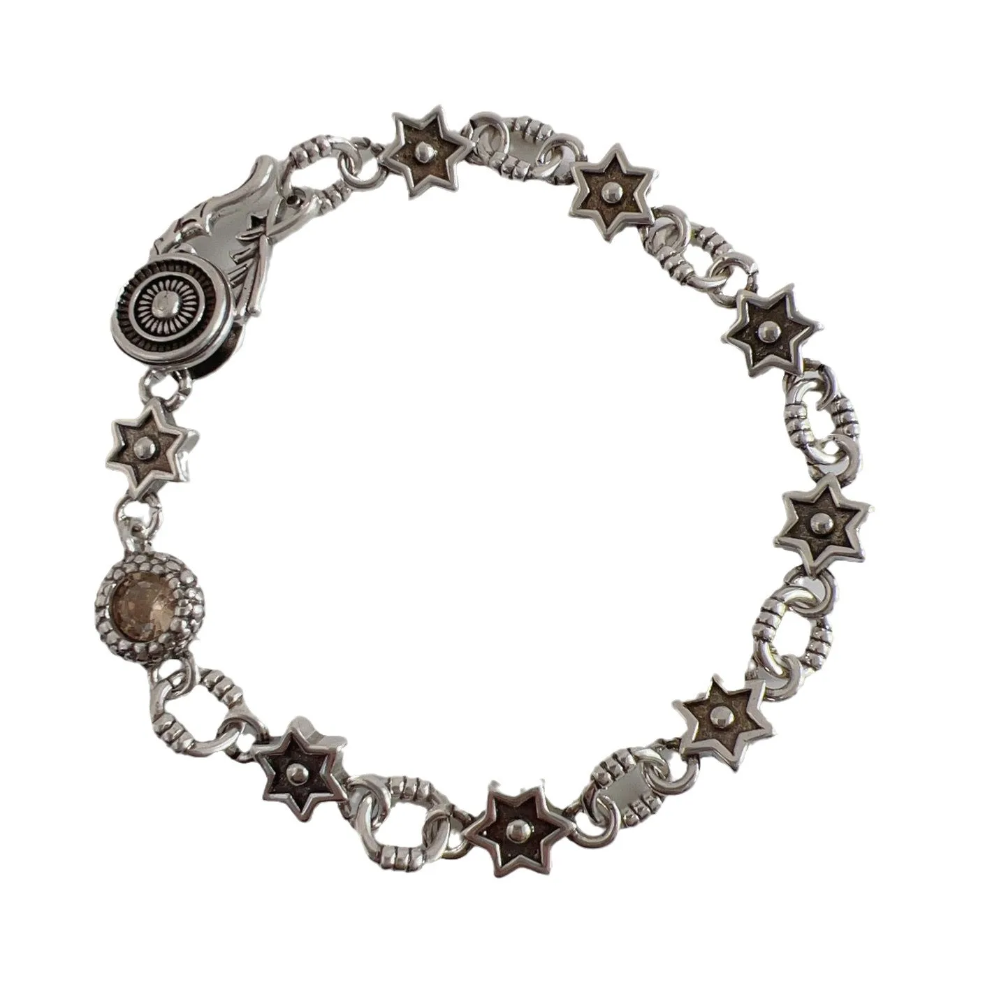 ลมเย็นZircon Hexagram Starสร้อยข้อมือดอกไม้สร้อยคอผู้หญิงHandpieceหรูหราNiche Designสร้อยข้อมือ